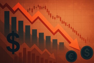 Poster - Financial Decline Graph Showing Downward Trend in Market Performance