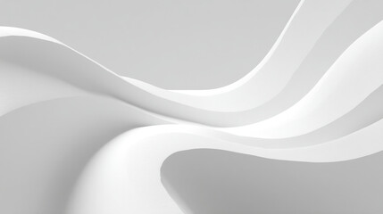 Poster - Abstract white background featuring smooth curved shapes with subtle shadows and gradients visible
