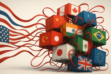 Poster - Creative Global Trade Dynamics with Colorful Shipping Containers