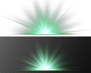 Wall Mural - Radiant light burst forms celestial flash of brilliance.
White flare glows with shimmering halo on glassy space. Star spark explodes softly in high-impact shine effect. Magic dust twinkles