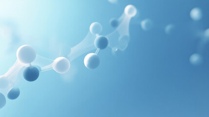 Poster - Abstract representation of molecules connected on a light blue gradient background with soft lighting