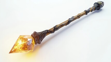 Poster - A wooden staff with gemstone and decorative metal accents