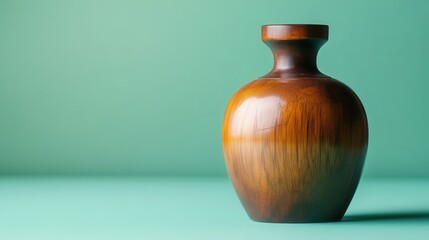 Poster - A decorative wooden vase placed against a solid colored backdrop