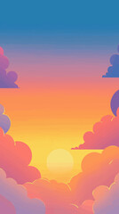Poster - Vibrant Sunset Sky with Colorful Clouds: Serene Evening Backdrop for Tranquil Designs