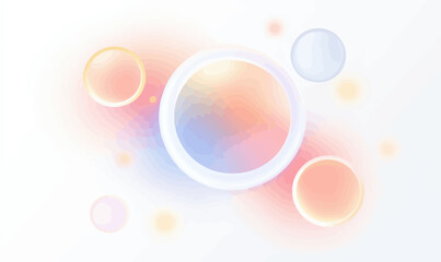 Poster - Pastel Gradient Glow with Luminescent Circles in 3D Geometric Space Vector Background