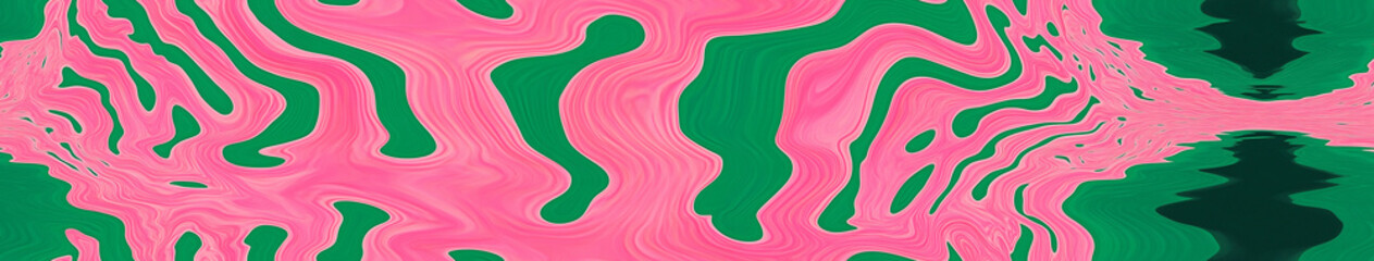 Poster - Abstract Pink and Green Swirl: A vibrant composition of pink and green hues blends and swirls in a captivating display of color and form, ideal for creating an eye-catching, modern design.