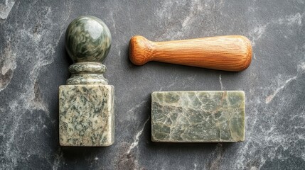 Poster - Three objects with different textures placed on a surface