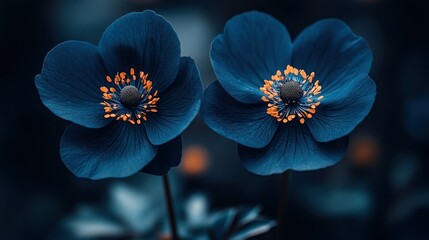 deep blue flowers in close-up