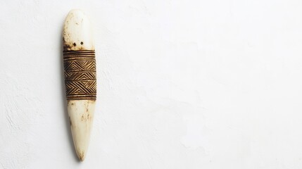Poster - Intricately Carved Decorative Bone Artifact Lies On White Background