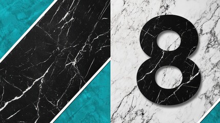 Poster - Abstract marble background featuring a bold, modern number 8, minimalist design with a high-end, stylish appearance.