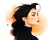 © Руслан Павлов - Elegant female profile with flowing hair and soft color background