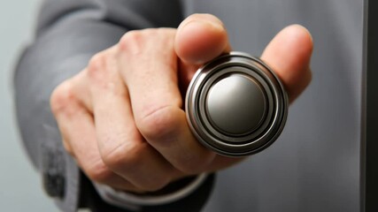 Poster - Confident Businessman Pressing Solution Button in Office Generative AI