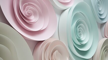 Poster - Elegant Pastel Paper Flowers for Home Decor and Event Backdrops