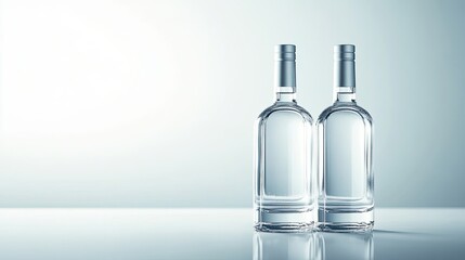 Poster - Two Clear Glass Bottles with Reflection on Smooth Surface