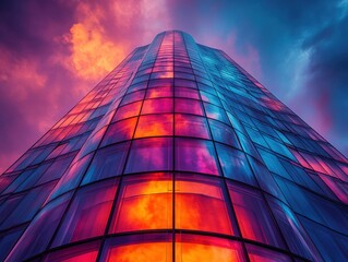 Poster - Glass Skyscraper at Sunset