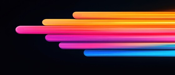 Wall Mural - abstract colorful gradient lines on black background, vibrant spectrum of orange, pink, purple, and 