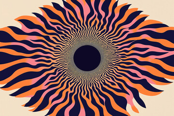 Poster - Abstract floral Illustration: A striking and intricate abstract floral illustration. Its radiating lines and concentric patterns create a mesmerizing effect.