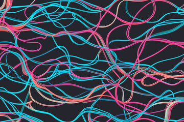Poster - Abstract Colorful Lines: A mesmerizing interplay of vibrant, undulating lines in a vivid display of color, creating an intricate abstract composition that is both captivating and visually stimulating.