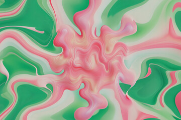 Poster - Abstract Swirl of Colors: A mesmerizing swirl of vibrant pinks and greens dances across the canvas, creating a captivating interplay of shapes and hues.