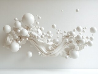 Poster - Abstract White Spheres in Motion