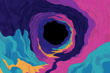 Aufkleber - Journey Into The Unknown: An abstract visual depicts a swirling tunnel, evoking a sense of mystery and the unknown, painted with vibrant colors and a surreal aesthetic.