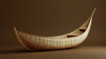 Poster - A simple woven boat made from natural materials in a studio setting
