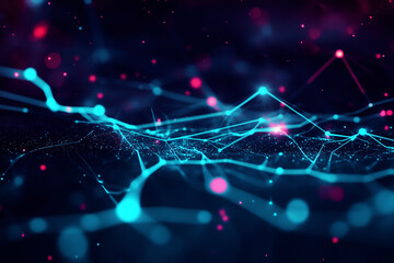 Poster - Digital Universe: An abstract digital illustration, showcasing intricate networks and data streams, visualized in radiant shades of cyan and magenta, that bring technology and innovation to life.