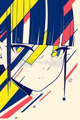 Poster - Geometric Harmony: A captivating artistic depiction showcasing a stylized portrait.