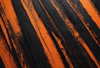 Poster - Abstract Texture Background, Deep Black And Warm Orange Streaks, Creates Movement And Depth. Rough Aged Texture, Dramatic Visually Striking Atmosphere, Suitable For Artistic Design.