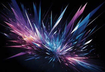 Poster - Abstract Light Dance, Vibrant Colors In Darkness Create A Mesmerizing Design. Shimmering Particles And Prismatic Shards Offer A Unique Background Texture, Perfect For Creative Projects. Depth And