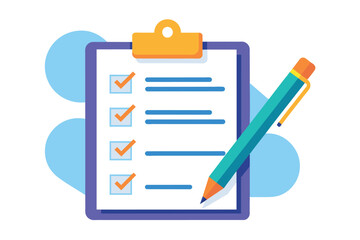 Poster - A cartoon image of a checklist on a clipboard with a pen and several items already checked off.