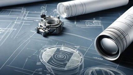 Poster - Engineering Design With Mechanical Components and Blueprints Displayed Generative AI