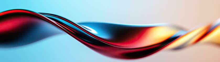 Wall Mural - Abstract Swirling Wave of Red, Blue, and Orange Hues on a Light Blue and Beige Background