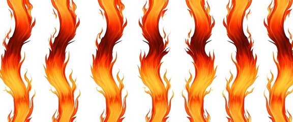 Aufkleber - Dynamic Flames Burning Upward, Fire Effects Image. Energetic, Intense Fire Sections With Bright Orange And Red Colors. Abstract Flame Designs Against White Background. Vivid And Eye Catching.