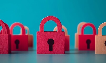 Poster - Colorful Paper Depiction of Locks Representing Network Security and Data Protection 