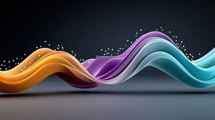 Aufkleber - Dynamic waves color representing innovation in digital art studio environment abstract composition close-up view creative expression