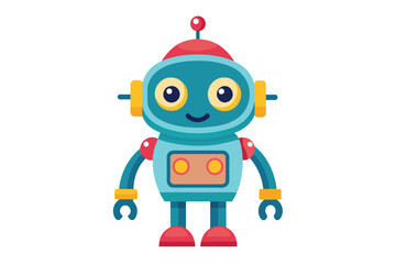 Poster - A cartoon illustration of a friendly blue robot with yellow accents and big, happy eyes.
