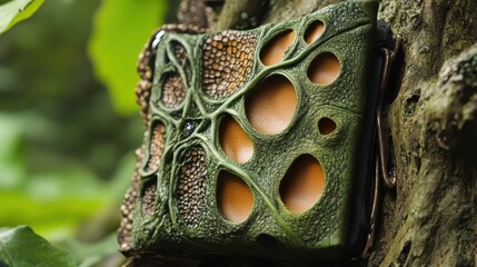 Poster - A detailed artistic object depicting a peculiar textured design with holes