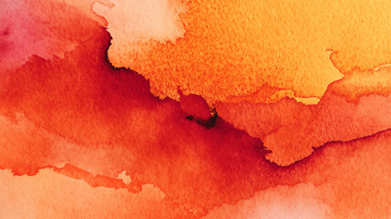 Poster - Abstract watercolor painting featuring orange, red, and pink hues blending together seamlessly on paper