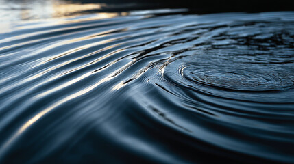 Poster - Close up shot of dark blue water with ripples and waves creating a textured surface view from above