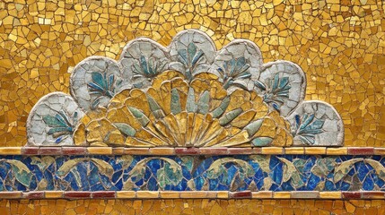 Poster - Decorative golden mosaic artwork featuring stylized floral patterns and borders