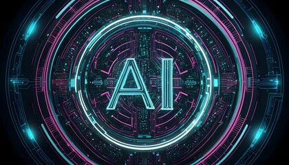 Leinwandbilder - Artificial Intelligence Concept, Modern Ai Design With Circuitry And Flowing Lines, A Futuristic And Technological Image. Innovation Represented, Technology Concept For Science Advancement, Visual For