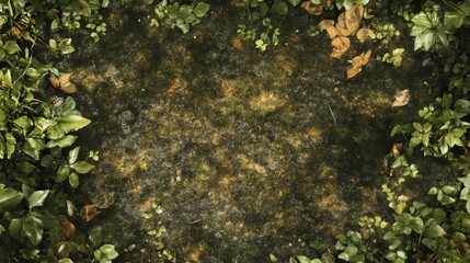 Poster - Green plants and foliage surrounding a mossy textured ground