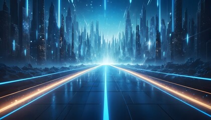 Aufkleber - Futuristic Arrows Guiding Innovation, Progress Concept. Blue Light Streaks Show Advanced Technology, Digital Realm. Visual Design Suggests Forward Movement, Exploration. Great For Future Concepts.