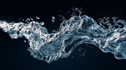 Poster - A dynamic water splash against a dark background showcasing movement and fluidity in clear liquid form