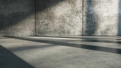 Poster - modern industrial interior showcasing concrete walls and polished floor with natural light reflectio