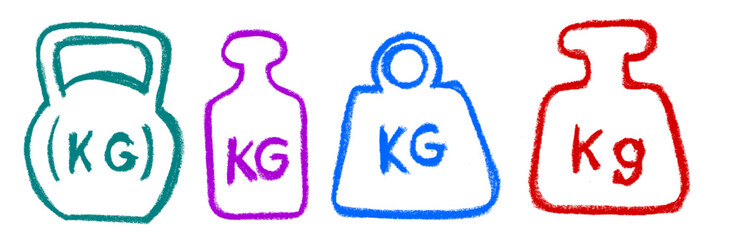 Wall Mural - weight icon crayon chalk drawing vector set