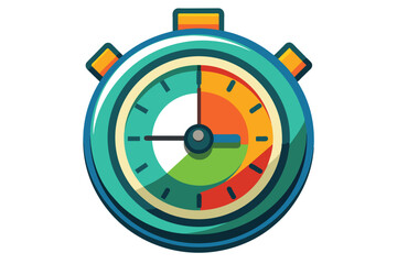 Poster - Illustration of a cartoon stopwatch with a second hand and minute hand.