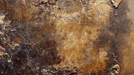 Poster - textured rust wall background with peeling paint and weathered surface displaying shades of brown an