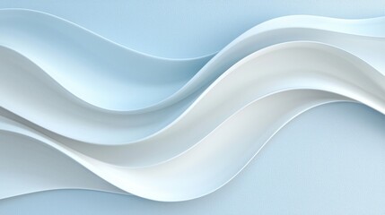 Poster - Abstract Waves in Light Blue and White: Modern, Elegant 3D Design for Backgrounds